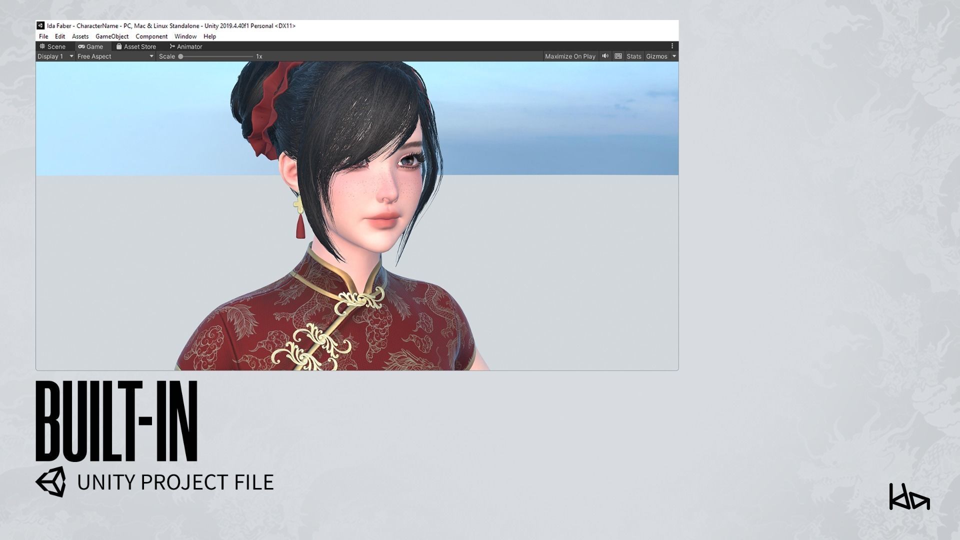 Jua Lee - Girl in Cheongsam Qipao Dress - Game Ready Low-poly 3D model_24