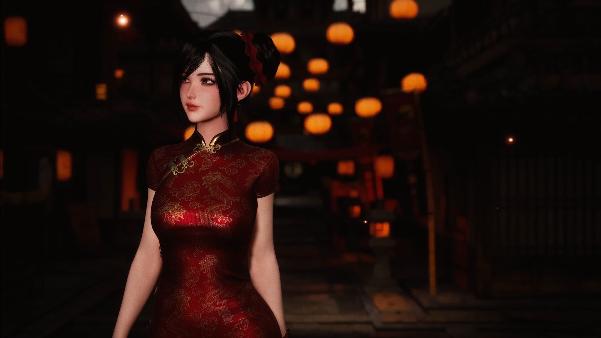 Jua Lee - Girl in Cheongsam Qipao Dress - Game Ready Low-poly 3D model_7