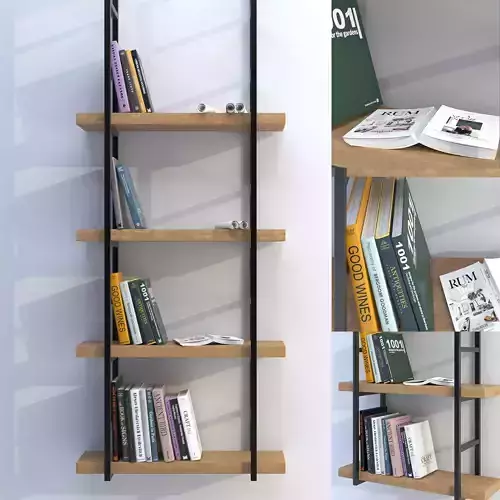 Modern minimal bookcase with an open book