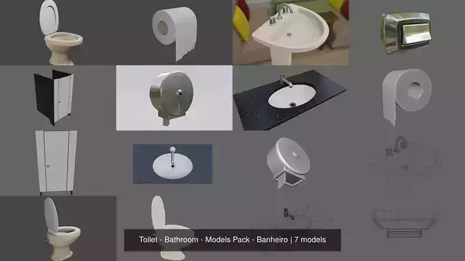 Toilet - Bathroom - Models Pack - Banheiro 3D Model Collection