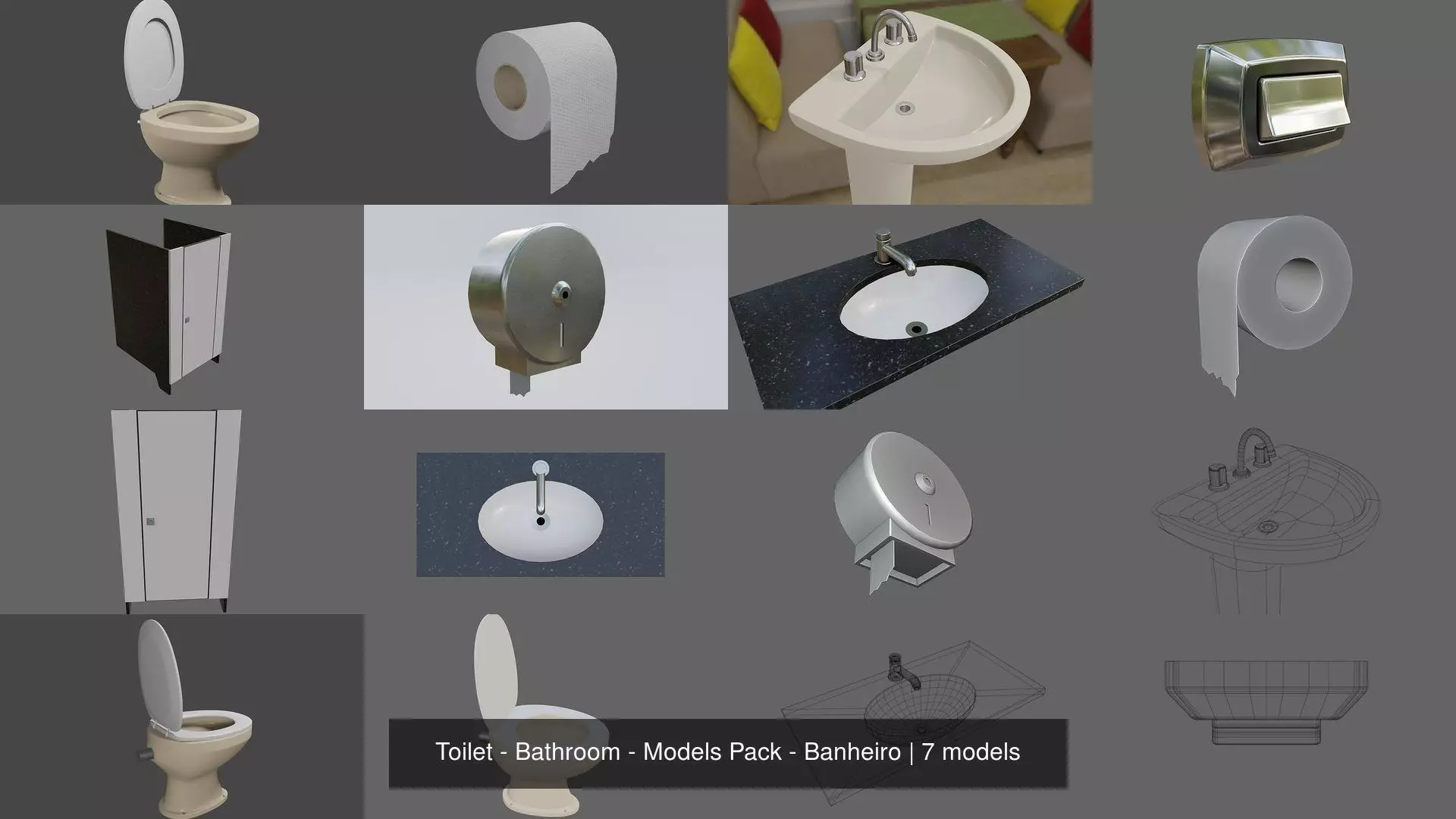 Toilet - Bathroom - Models Pack - Banheiro 3D Model Collection_0