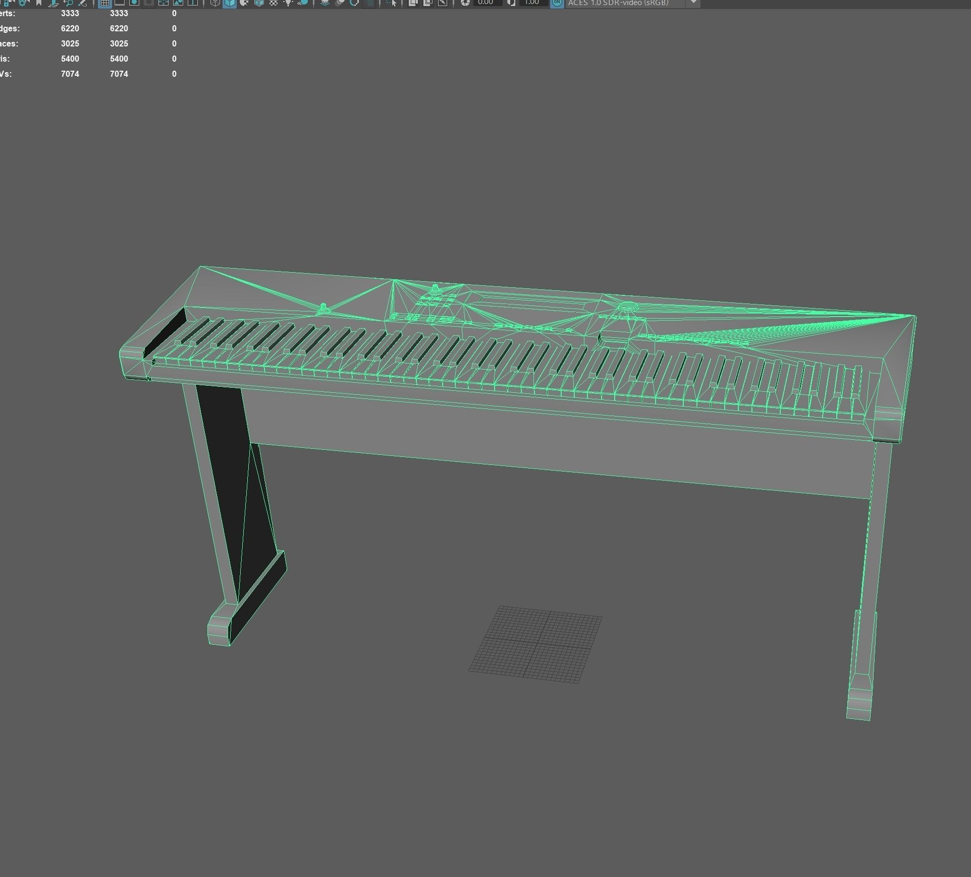 Digital piano Low-poly 3D model_7