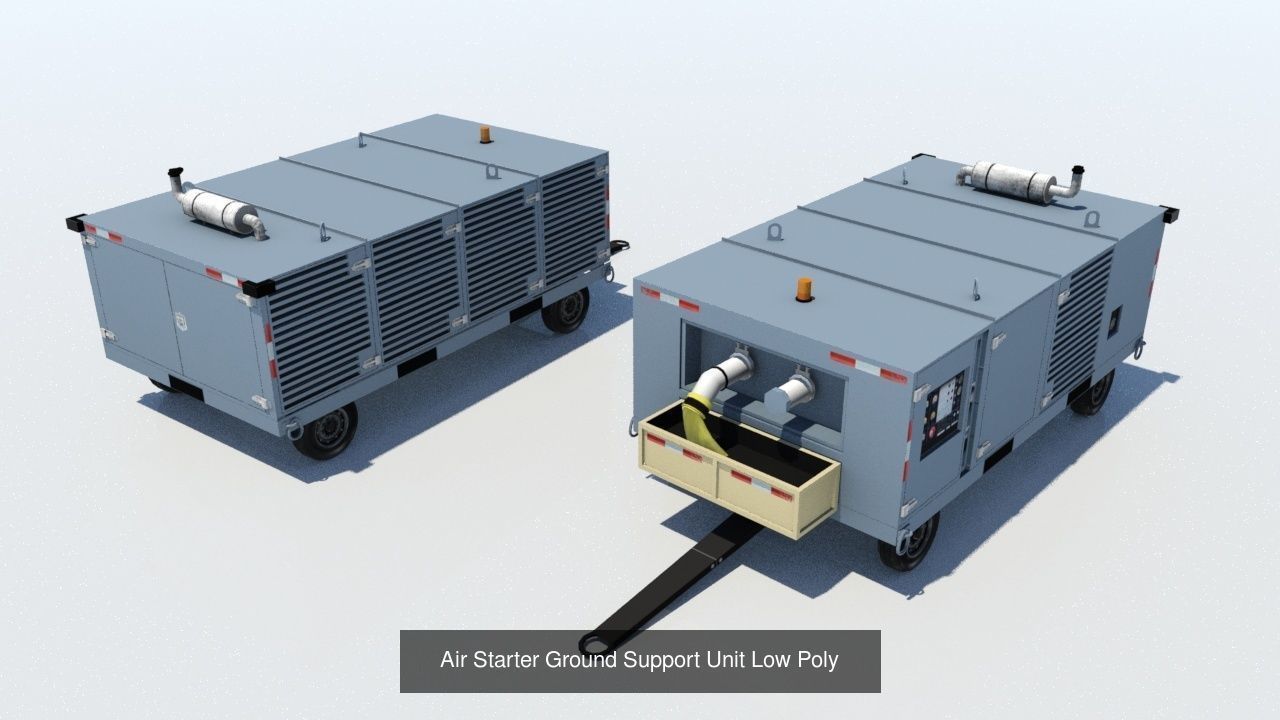 8 Airport Static Ground Support Vehicles Low Poly Blank textures 3D Model Collection_4
