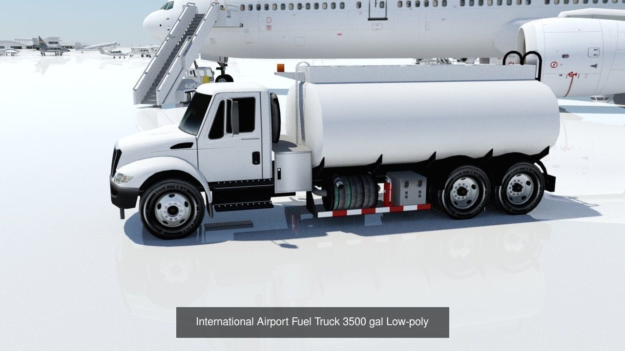8 Airport Static Ground Support Vehicles Low Poly Blank textures 3D Model Collection_2