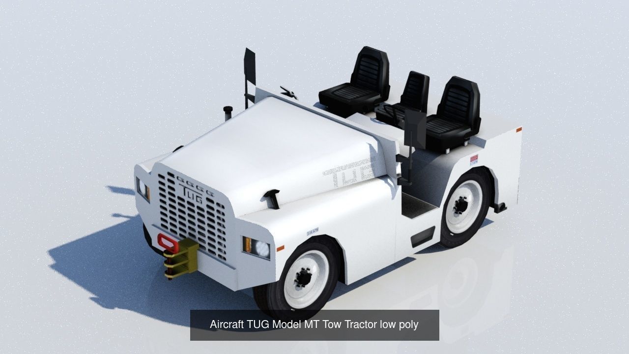 8 Airport Static Ground Support Vehicles Low Poly Blank textures 3D Model Collection_3