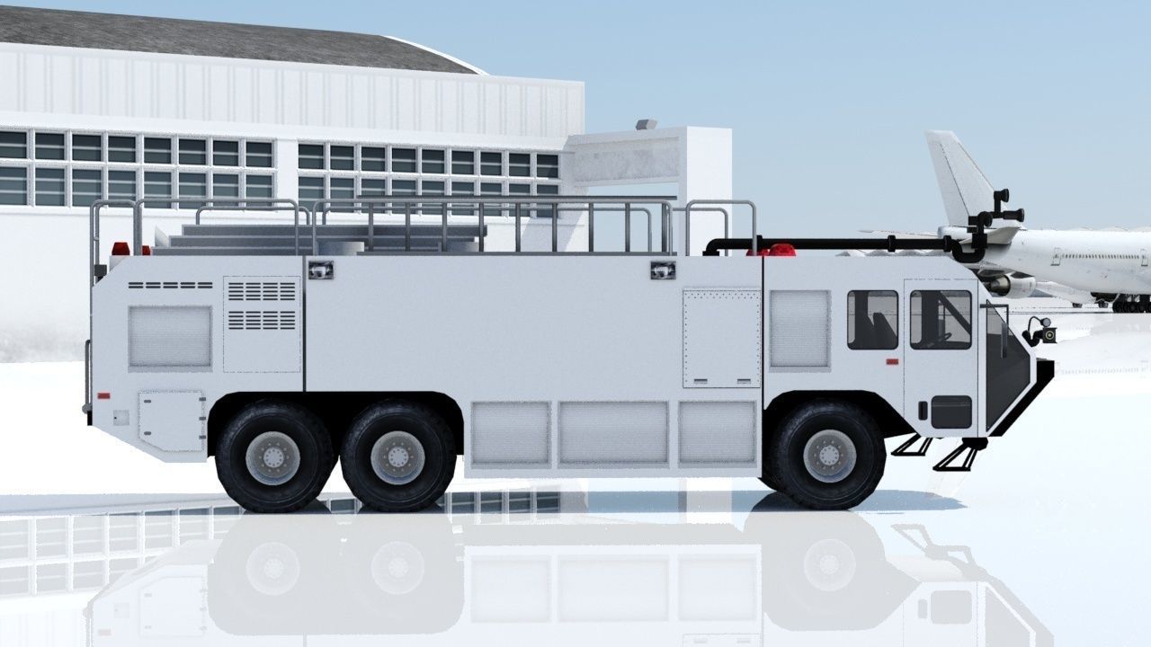 8 Airport Static Ground Support Vehicles Low Poly Blank textures 3D Model Collection_7