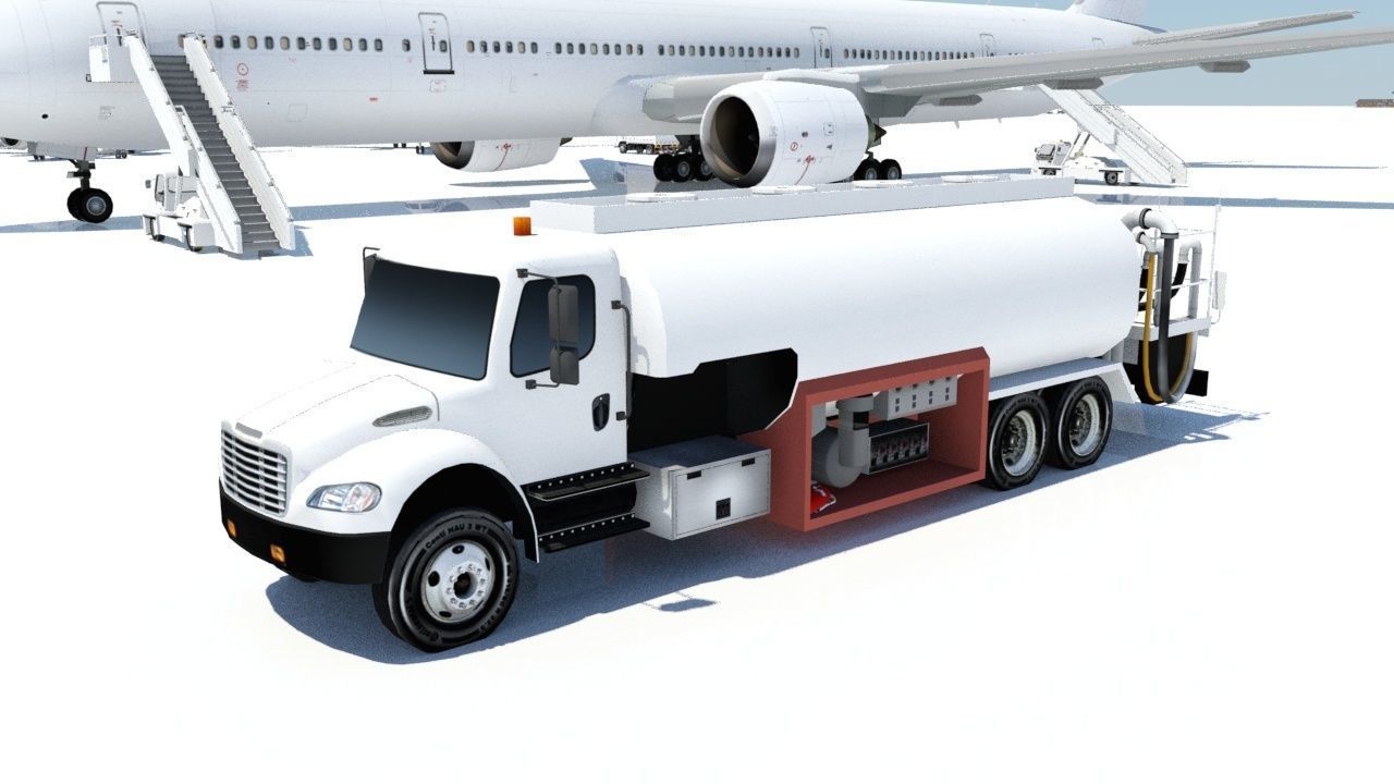 8 Airport Static Ground Support Vehicles Low Poly Blank textures 3D Model Collection_14