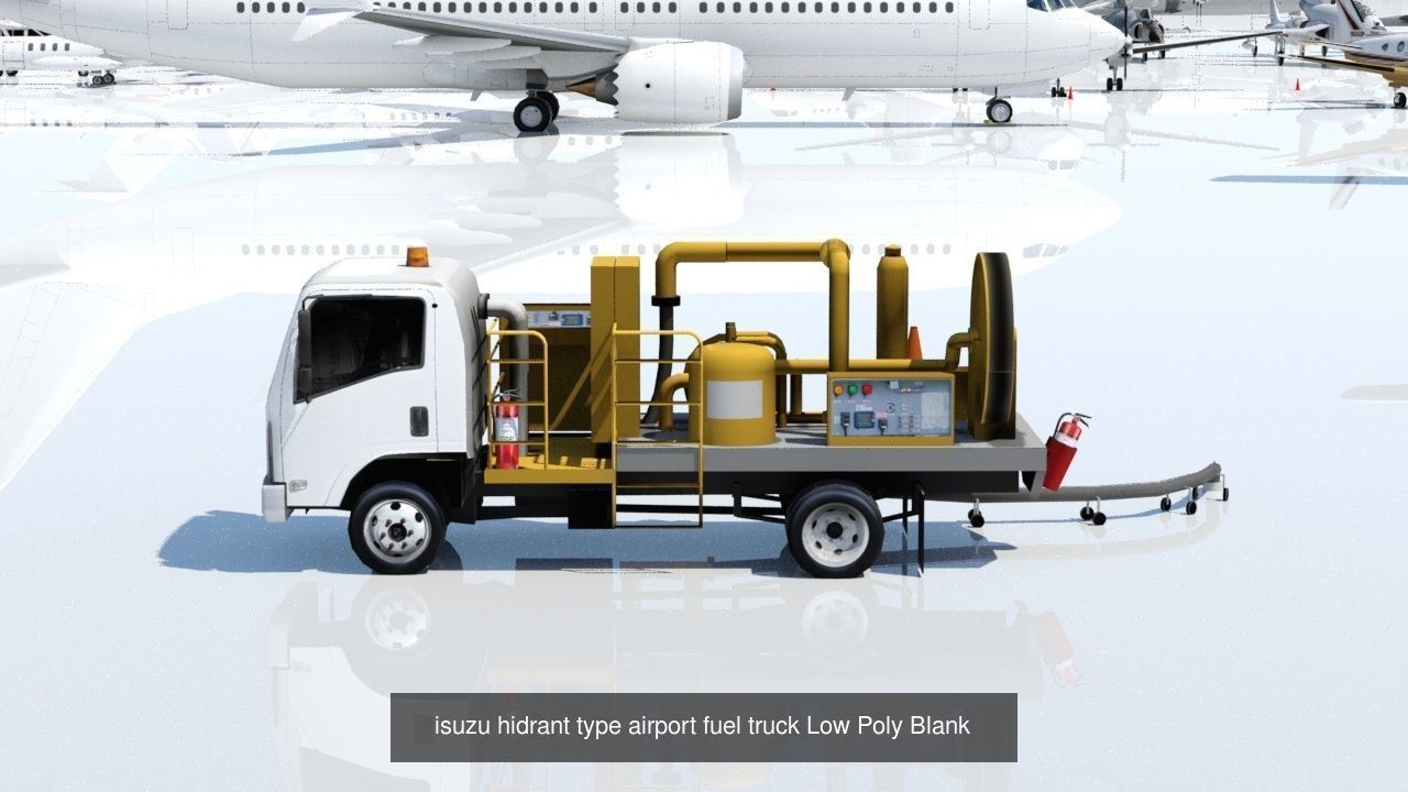 8 Airport Static Ground Support Vehicles Low Poly Blank textures 3D Model Collection_10