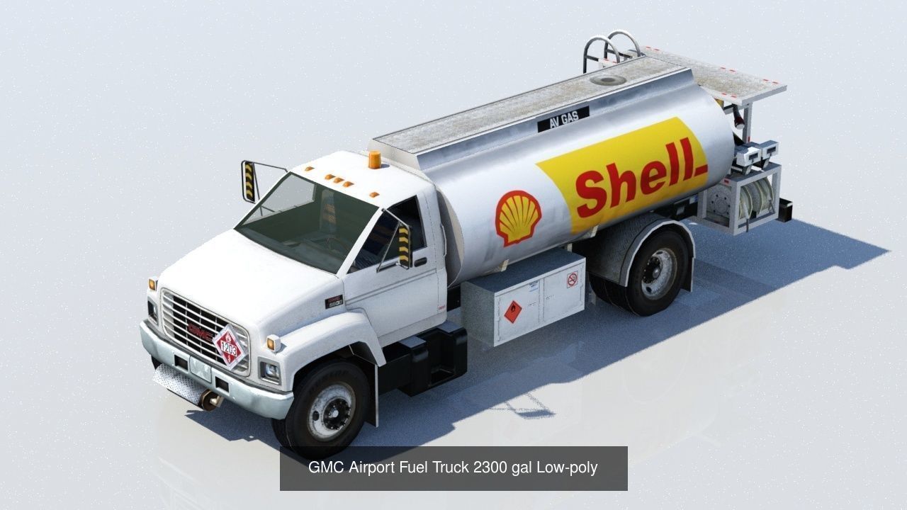 8 Airport Static Ground Support Vehicles Low Poly Blank textures 3D Model Collection_6