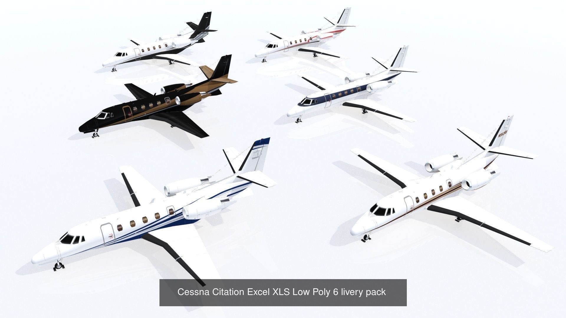 10 General Aviation Static Models Low Poly 3D Model Collection_8