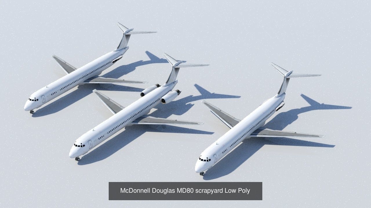 5 Low Poly Blank Boneyard Aircraft Static 3D Model Collection_3