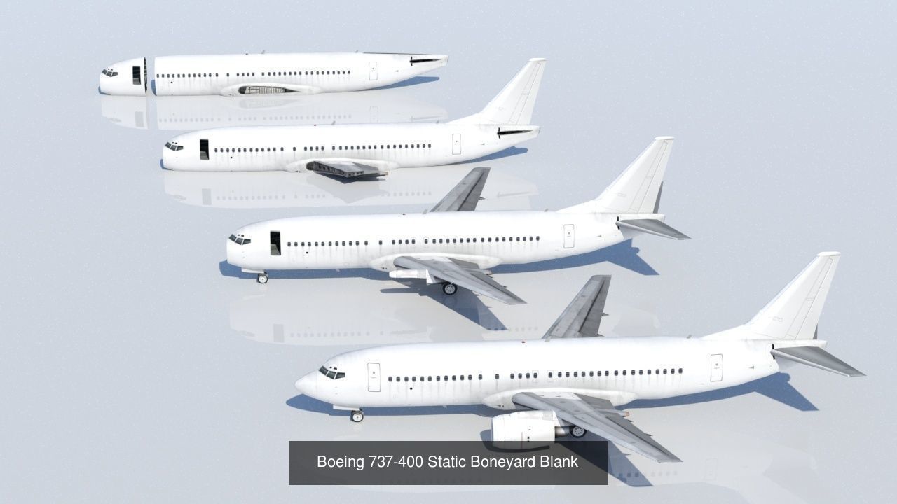 5 Low Poly Blank Boneyard Aircraft Static 3D Model Collection_2