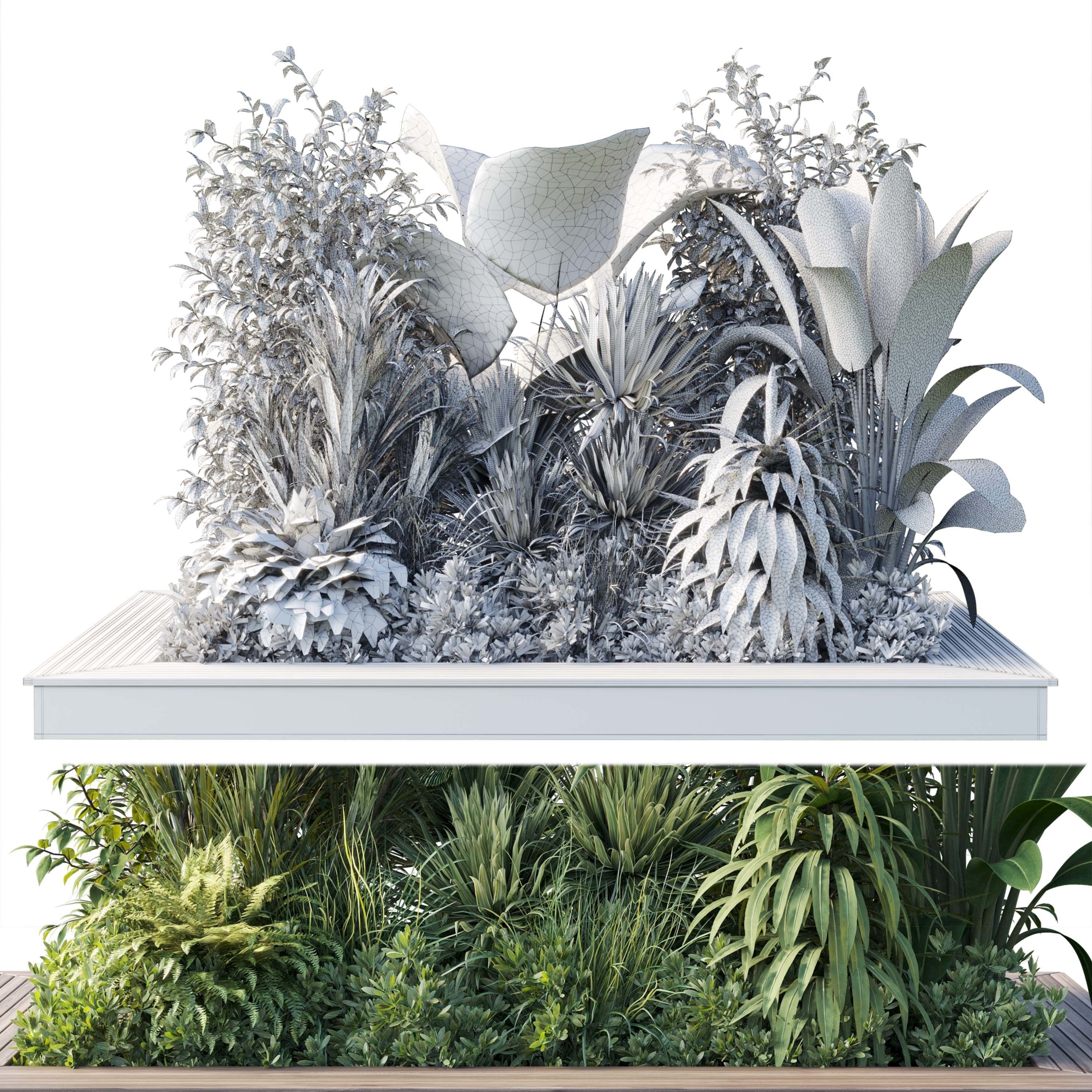 Garden plants set in a box - outdoor set 161 Low-poly 3D model_4