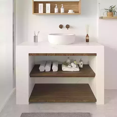 Bathroom vanity shelves with bowl sink Free 3D model