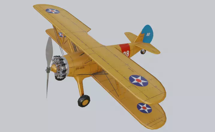 BOEING-STEARMAN MODEL 175 Low-poly 3D model_0