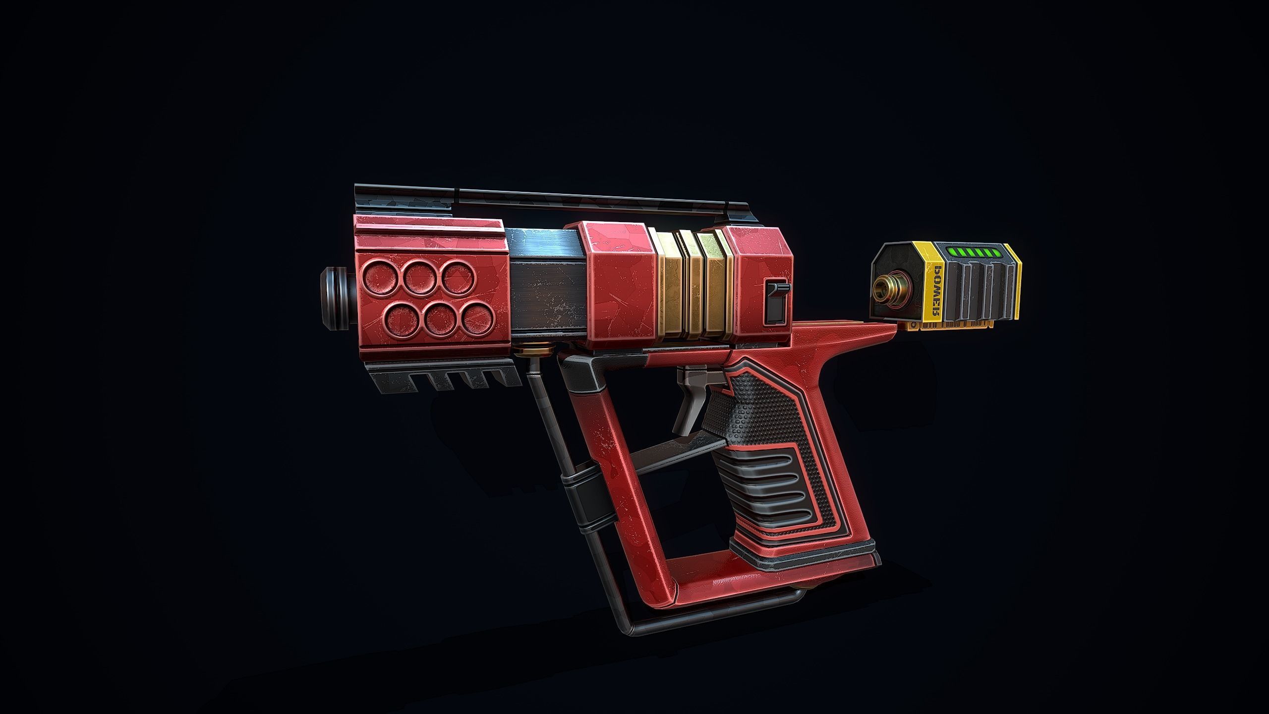 Laser Handgun Low-poly 3D model_6