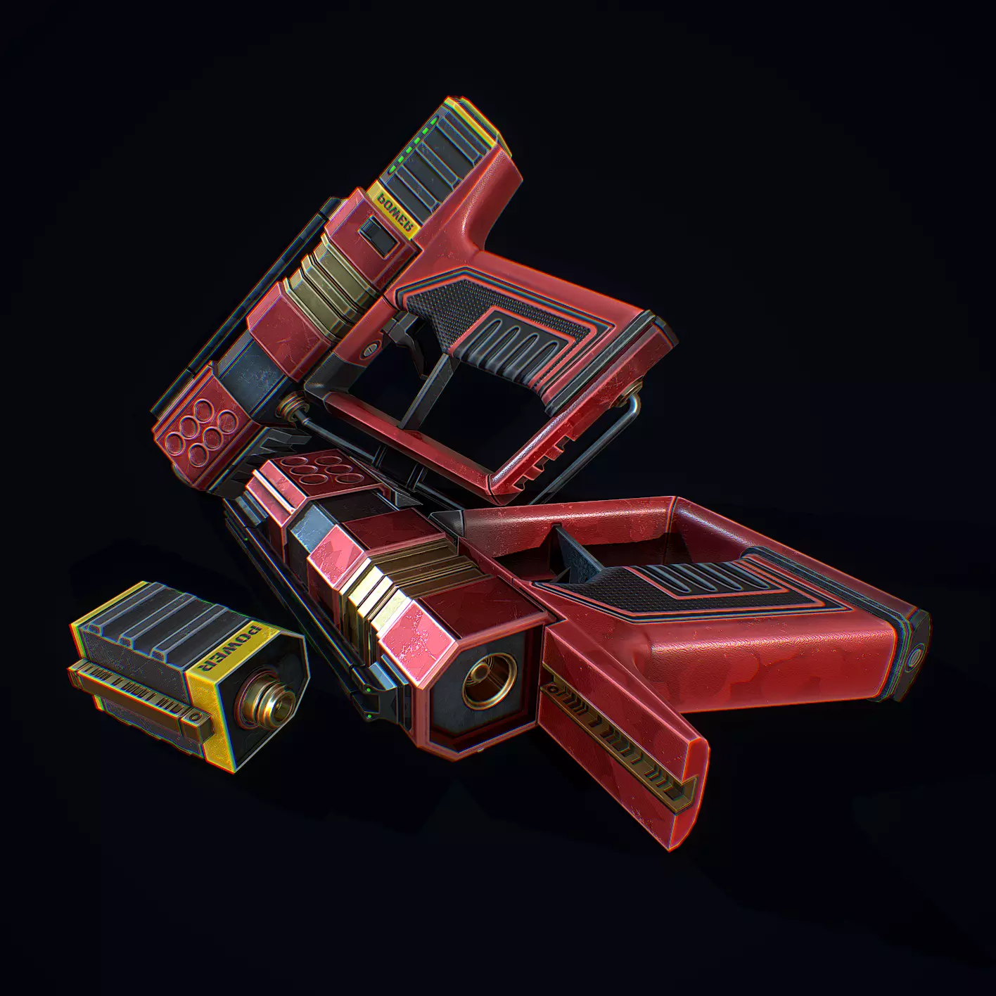 Laser Handgun Low-poly 3D model_0