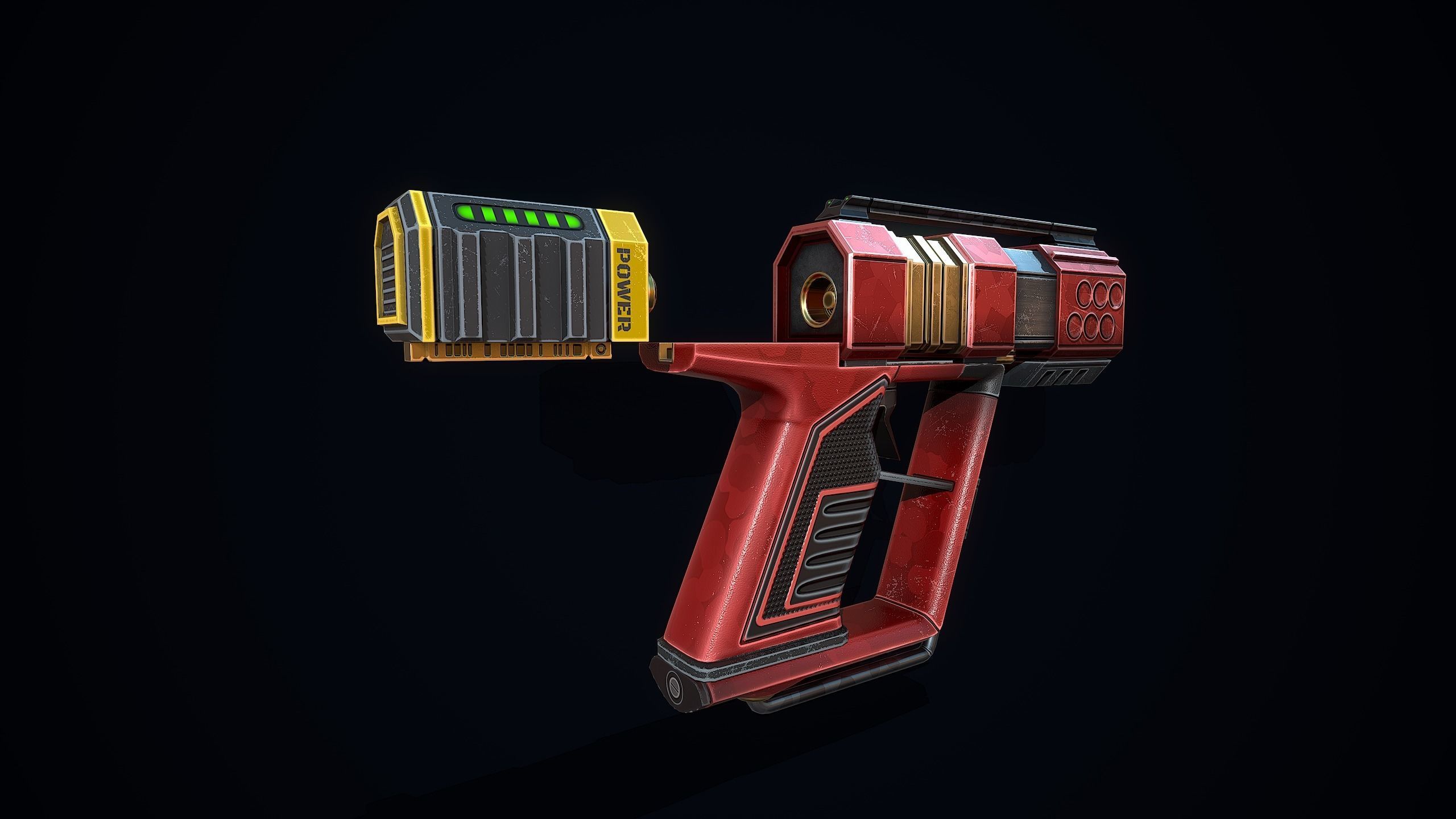 Laser Handgun Low-poly 3D model_7