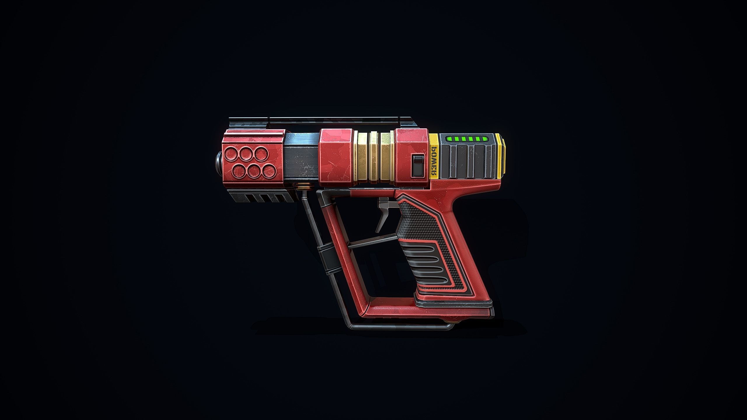 Laser Handgun Low-poly 3D model_9