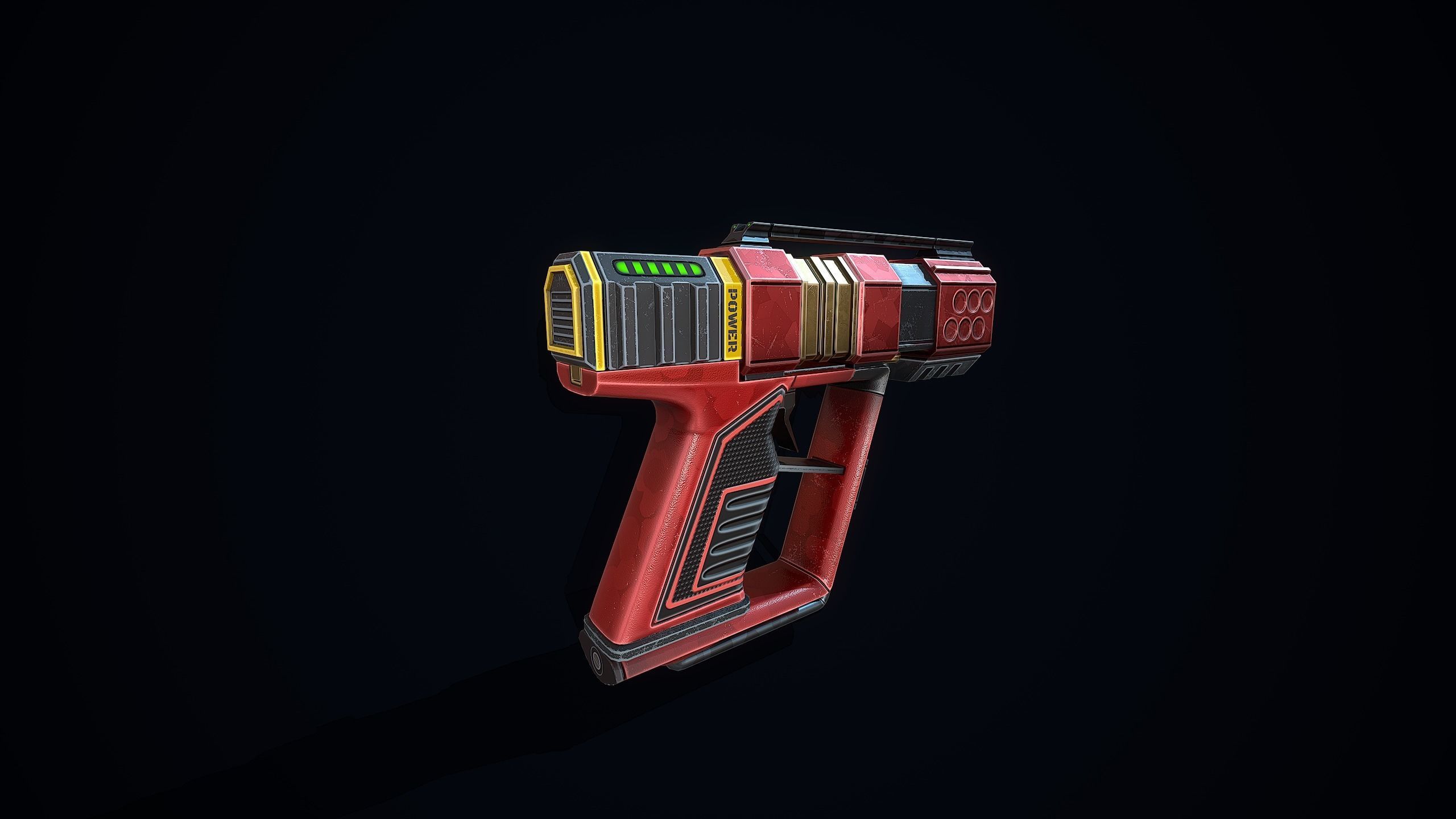 Laser Handgun Low-poly 3D model_4