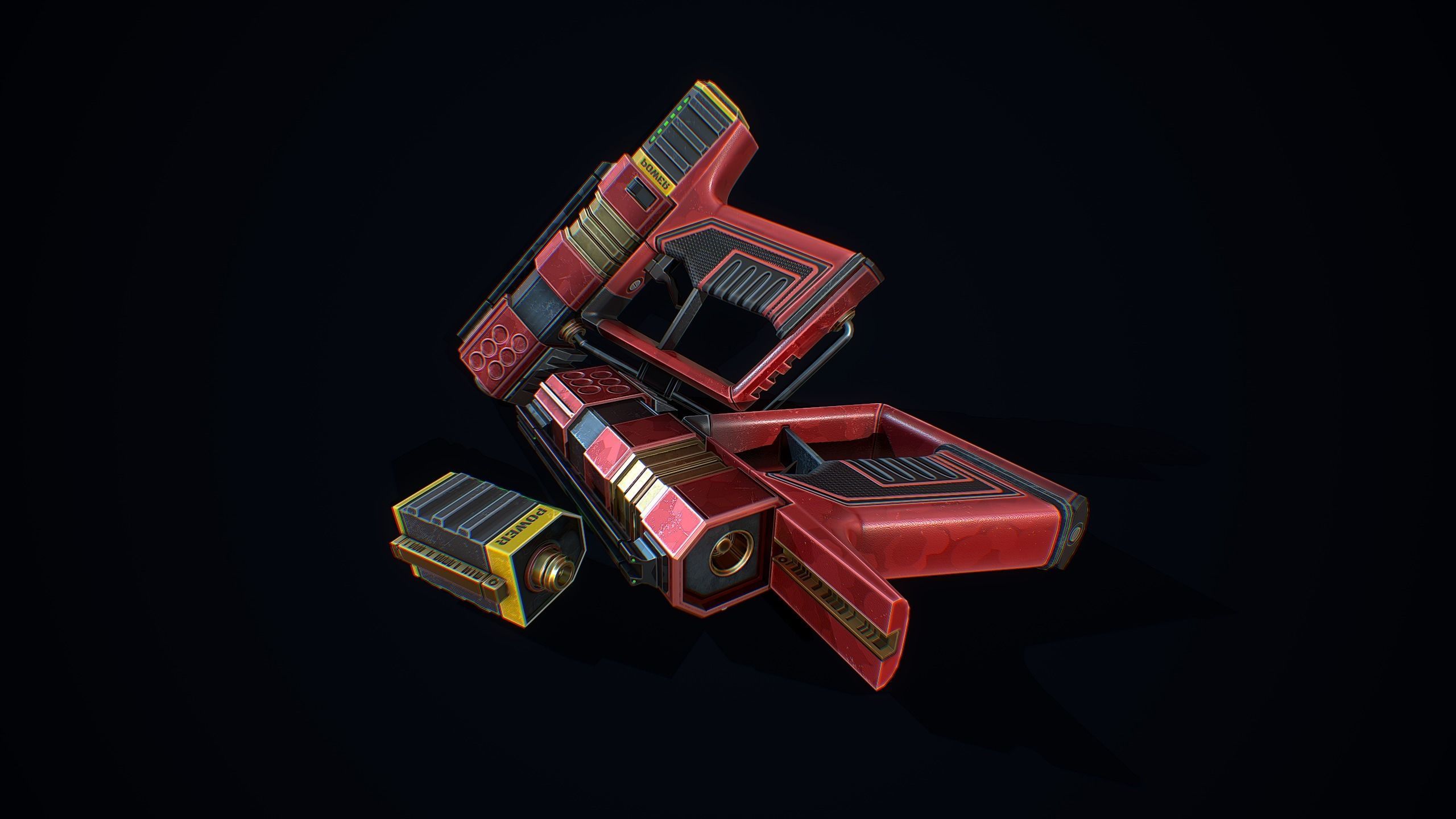 Laser Handgun Low-poly 3D model_10