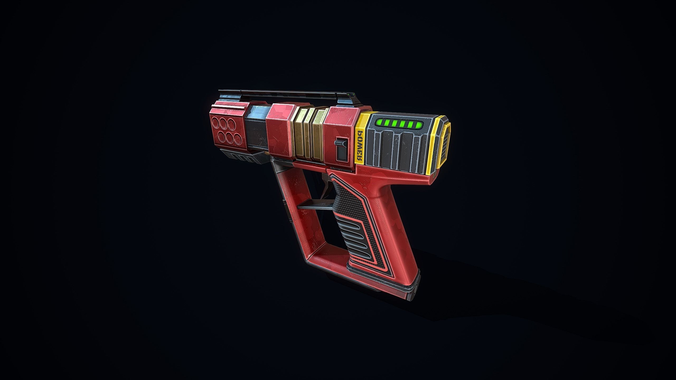 Laser Handgun Low-poly 3D model_5