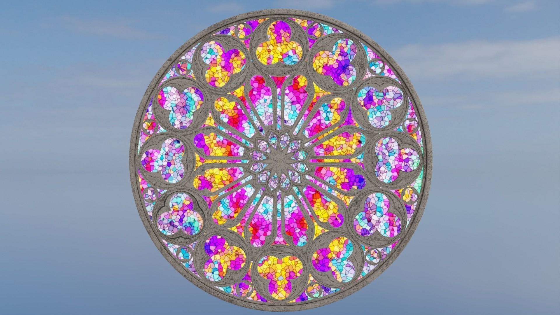 Gothic Rosette Window Low-poly 3D model_12