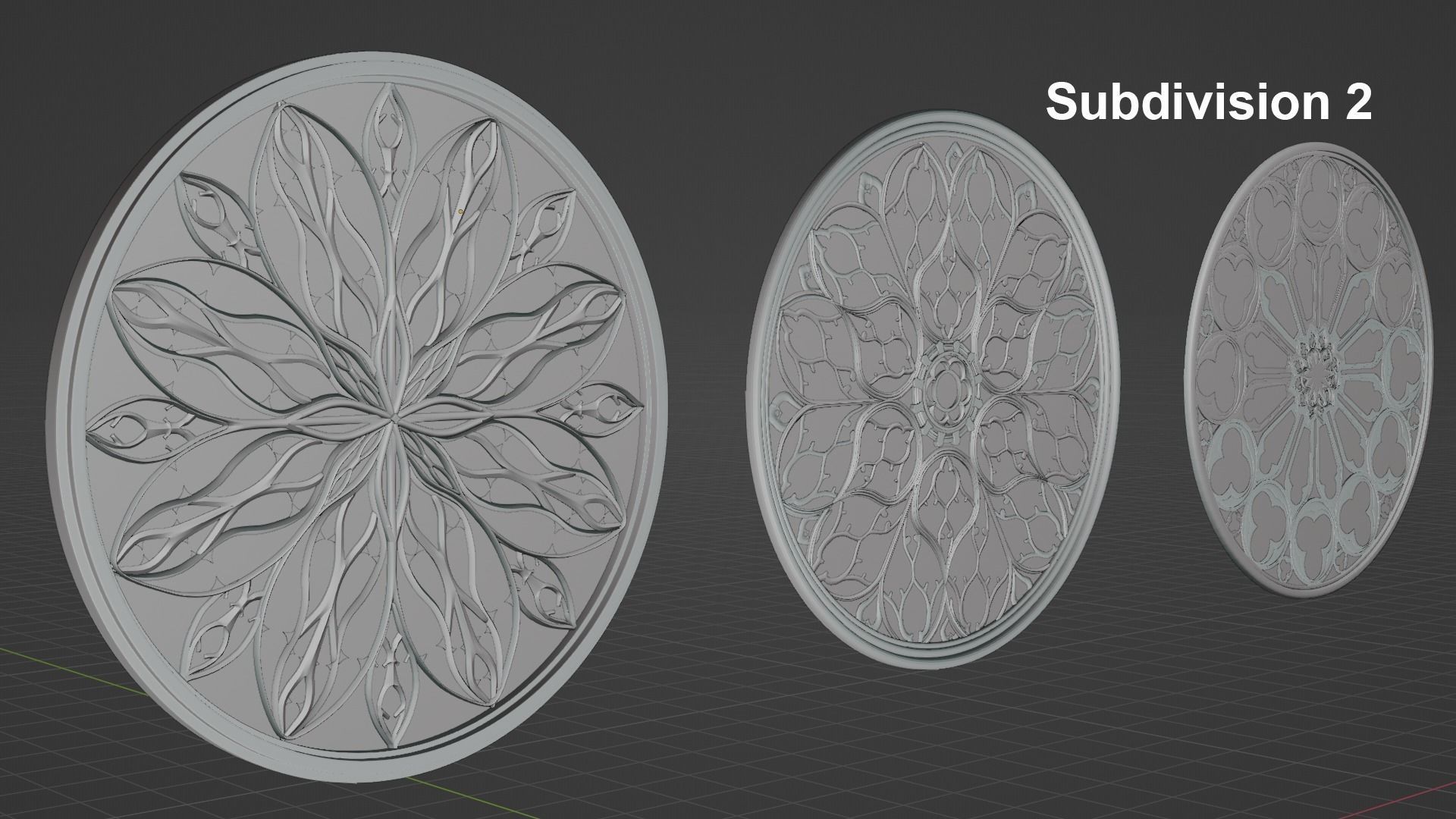 Gothic Rosette Window Low-poly 3D model_21