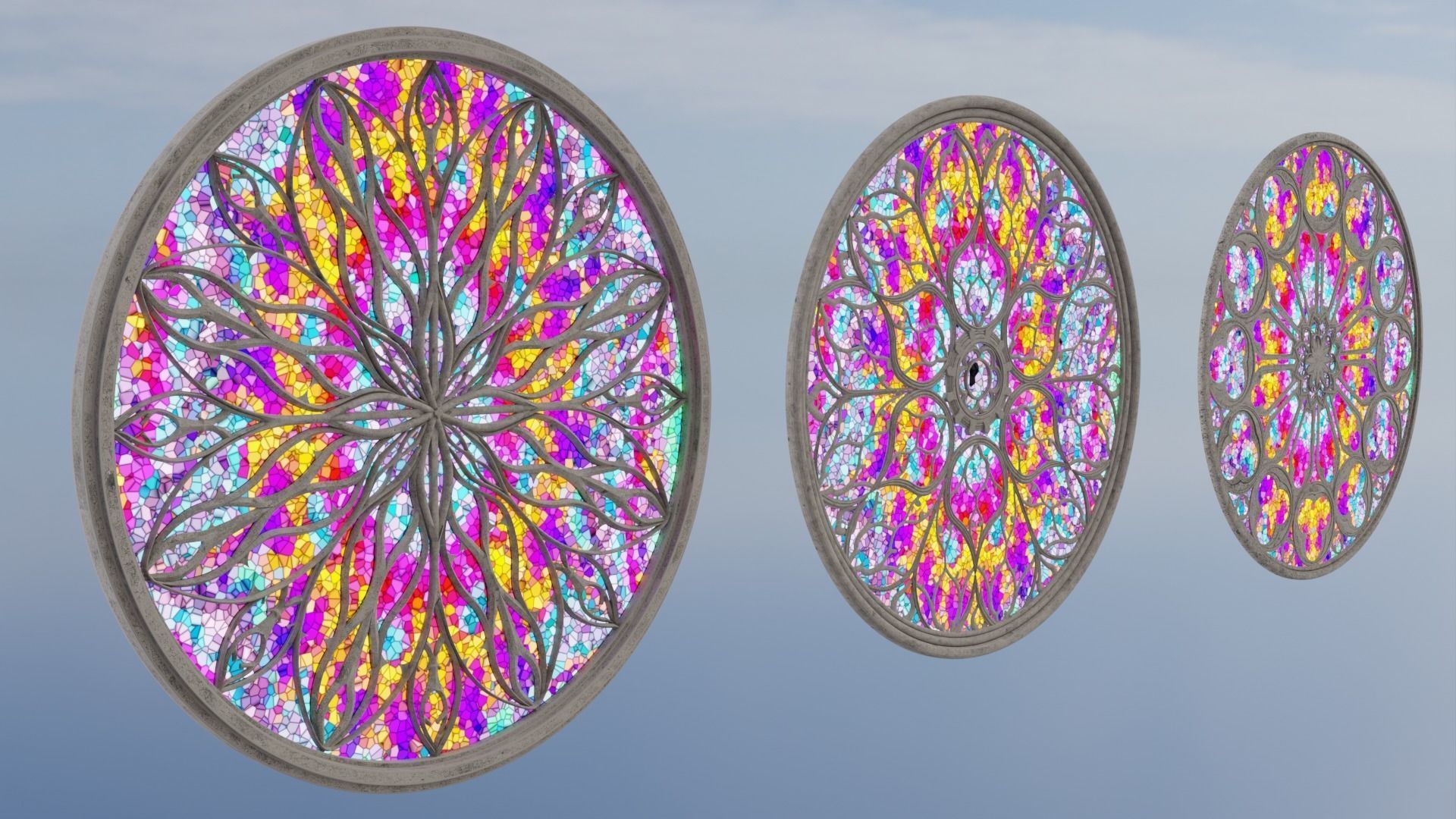 Gothic Rosette Window Low-poly 3D model_2