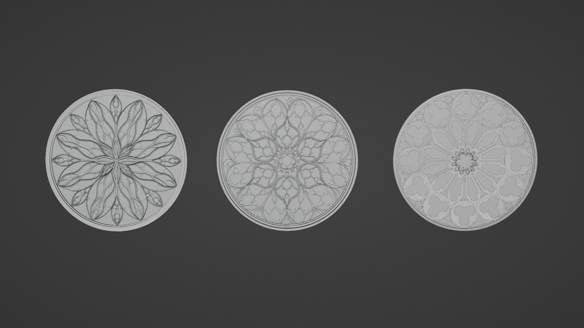 Gothic Rosette Window Low-poly 3D model_1