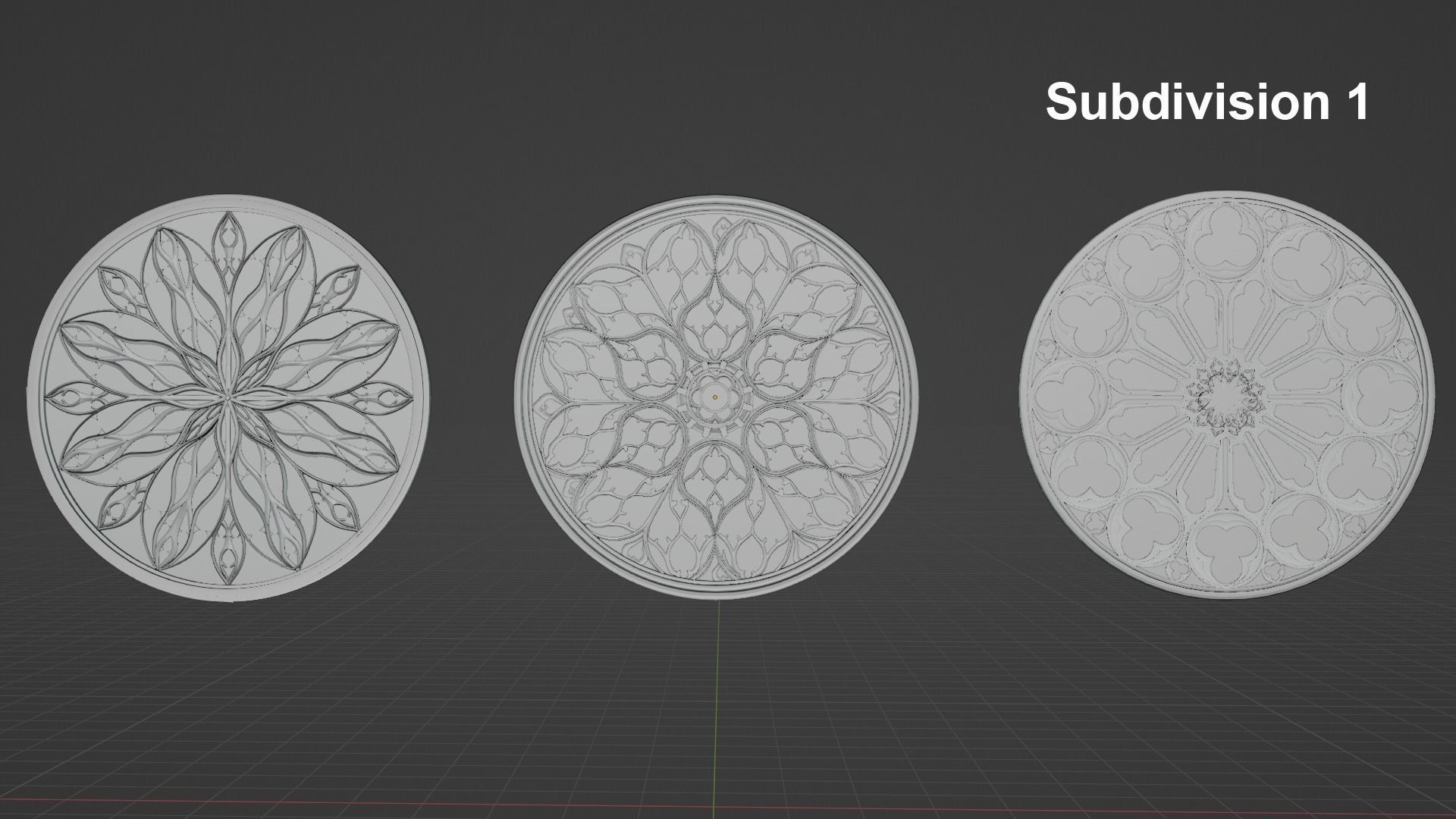 Gothic Rosette Window Low-poly 3D model_16