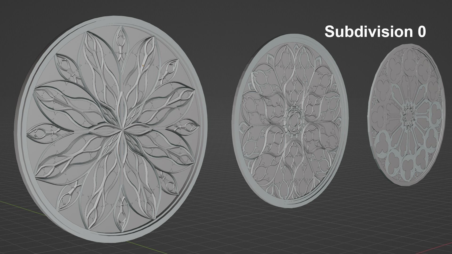 Gothic Rosette Window Low-poly 3D model_19