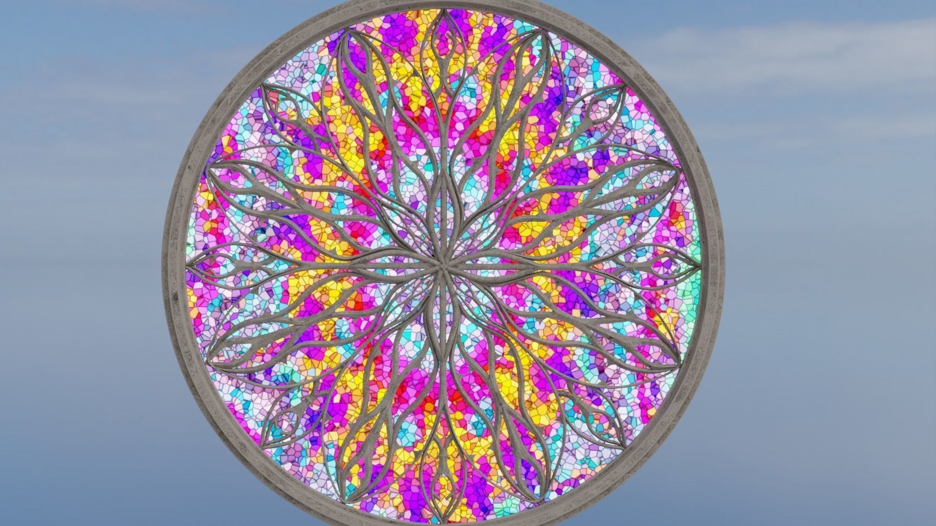 Gothic Rosette Window Low-poly 3D model_6