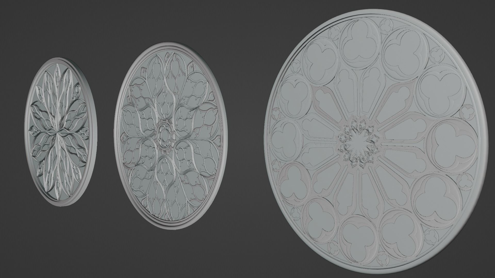Gothic Rosette Window Low-poly 3D model_5