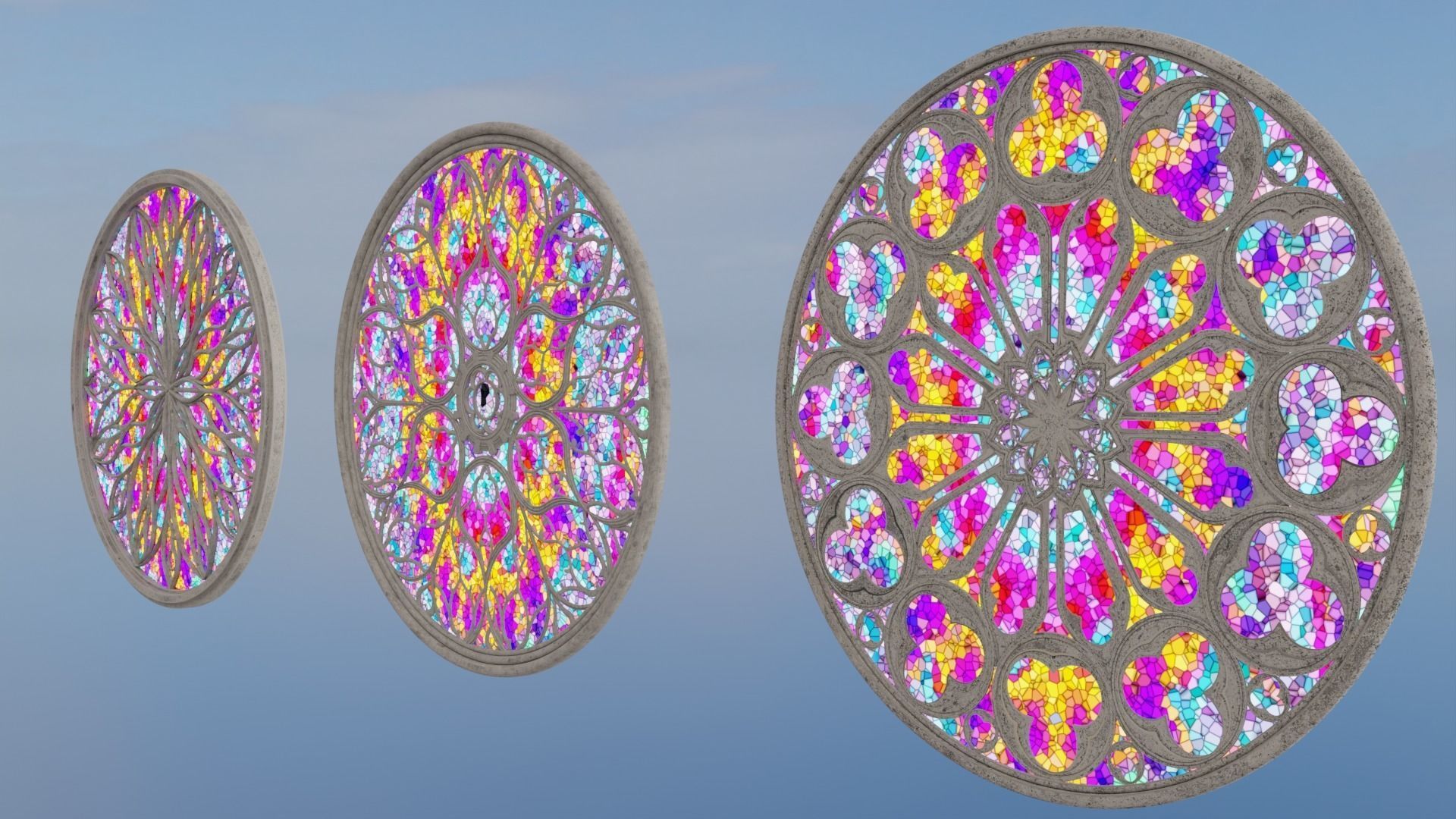 Gothic Rosette Window Low-poly 3D model_4