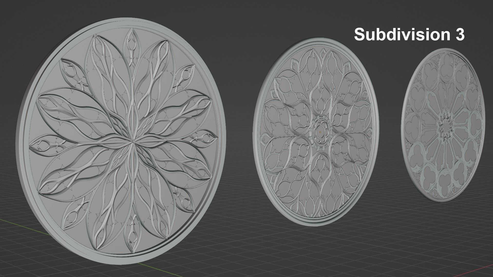 Gothic Rosette Window Low-poly 3D model_22