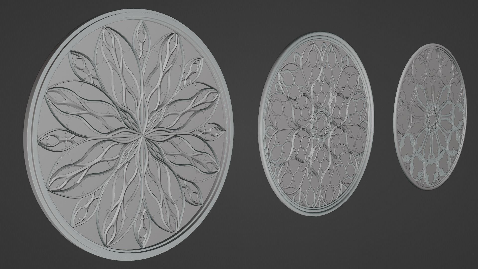 Gothic Rosette Window Low-poly 3D model_3