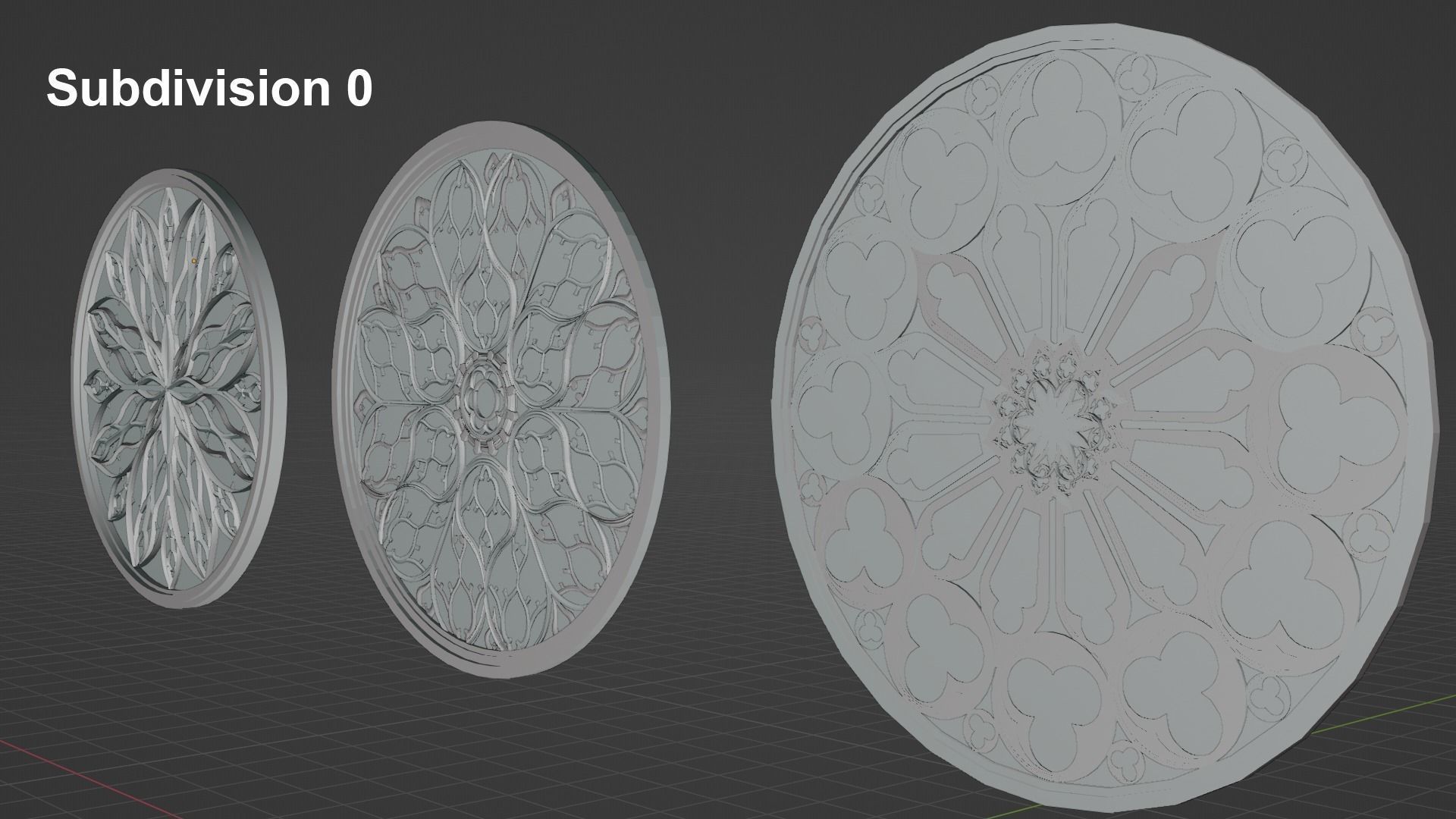 Gothic Rosette Window Low-poly 3D model_23