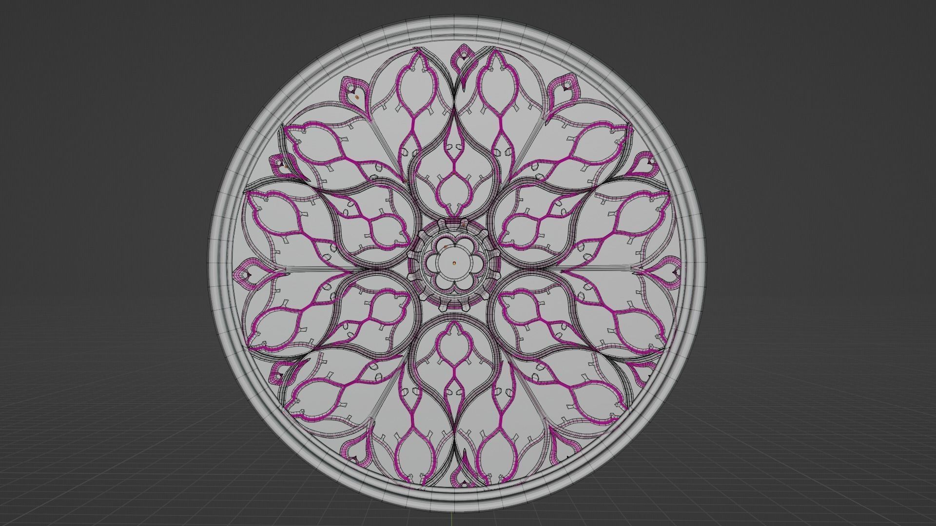 Gothic Rosette Window Low-poly 3D model_11
