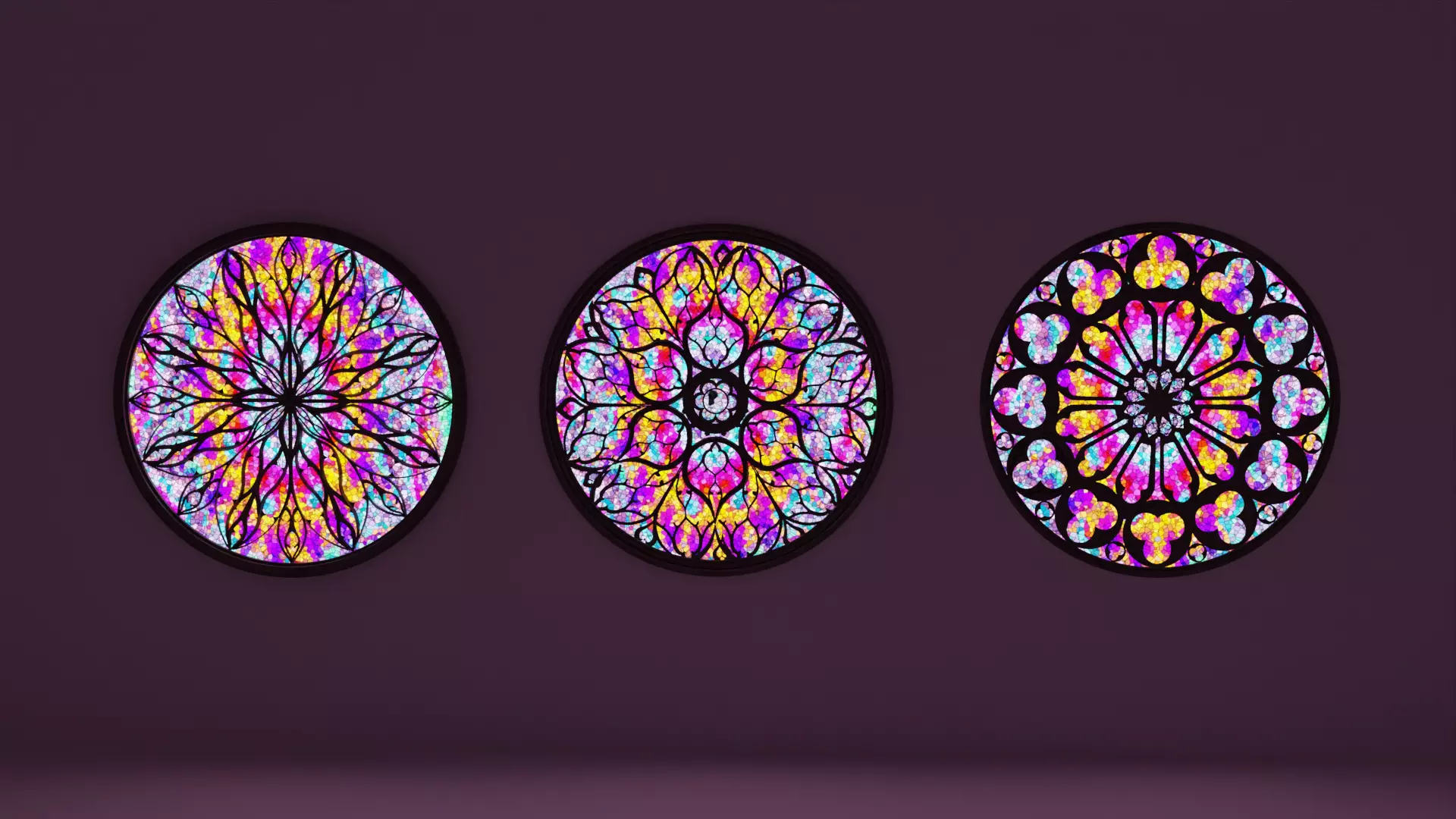 Gothic Rosette Window Low-poly 3D model_0