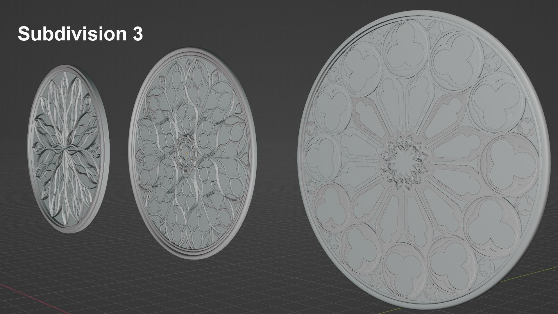Gothic Rosette Window Low-poly 3D model_26