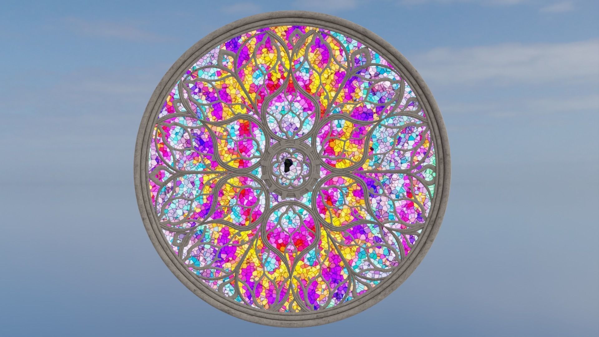 Gothic Rosette Window Low-poly 3D model_9