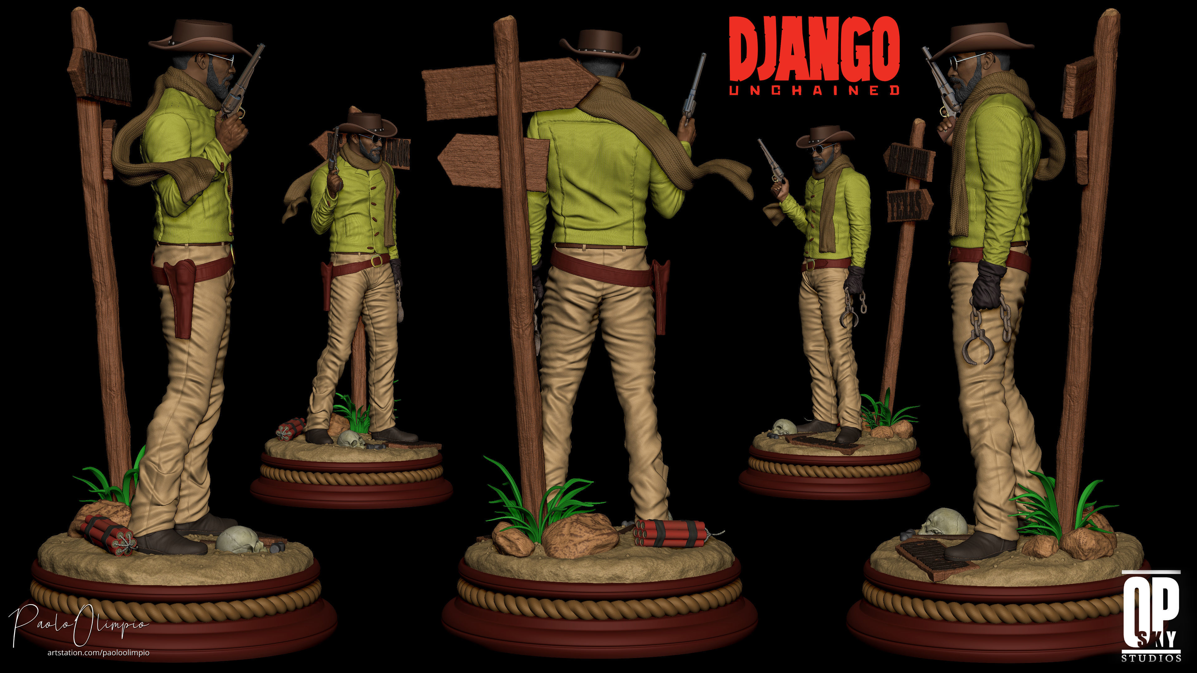 Django Unchained Statue - 3D Print Ready 3D print model_3