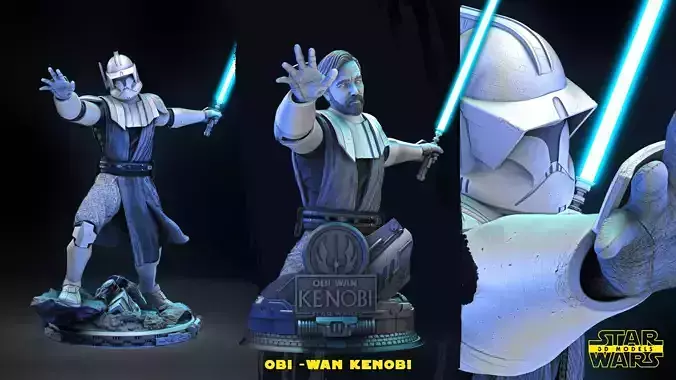Obi Wan Kenobi Clone Wars Bust Star Wars 3D Models 3D print model
