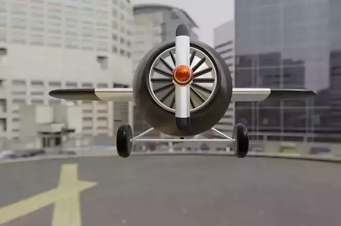 Cute Aeroplan Cartoon  low poly 3d model Low-poly 3D model