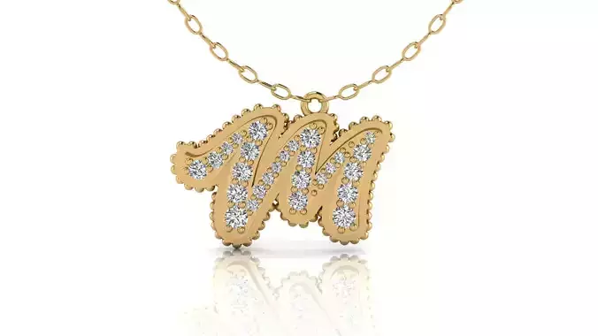 Alphabet Andala Beads Diamond Letter Pendant M