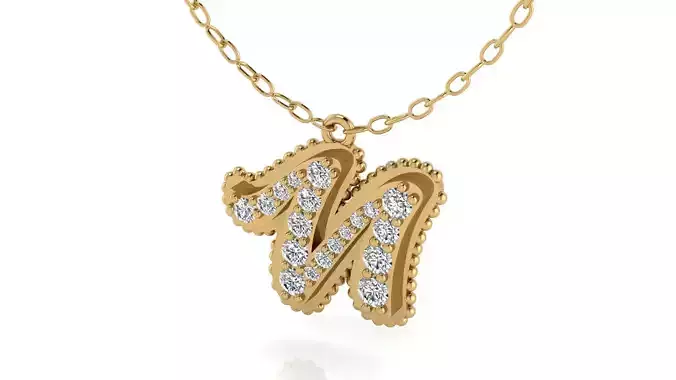 Alphabet Andala Beads Diamond Letter Pendant N