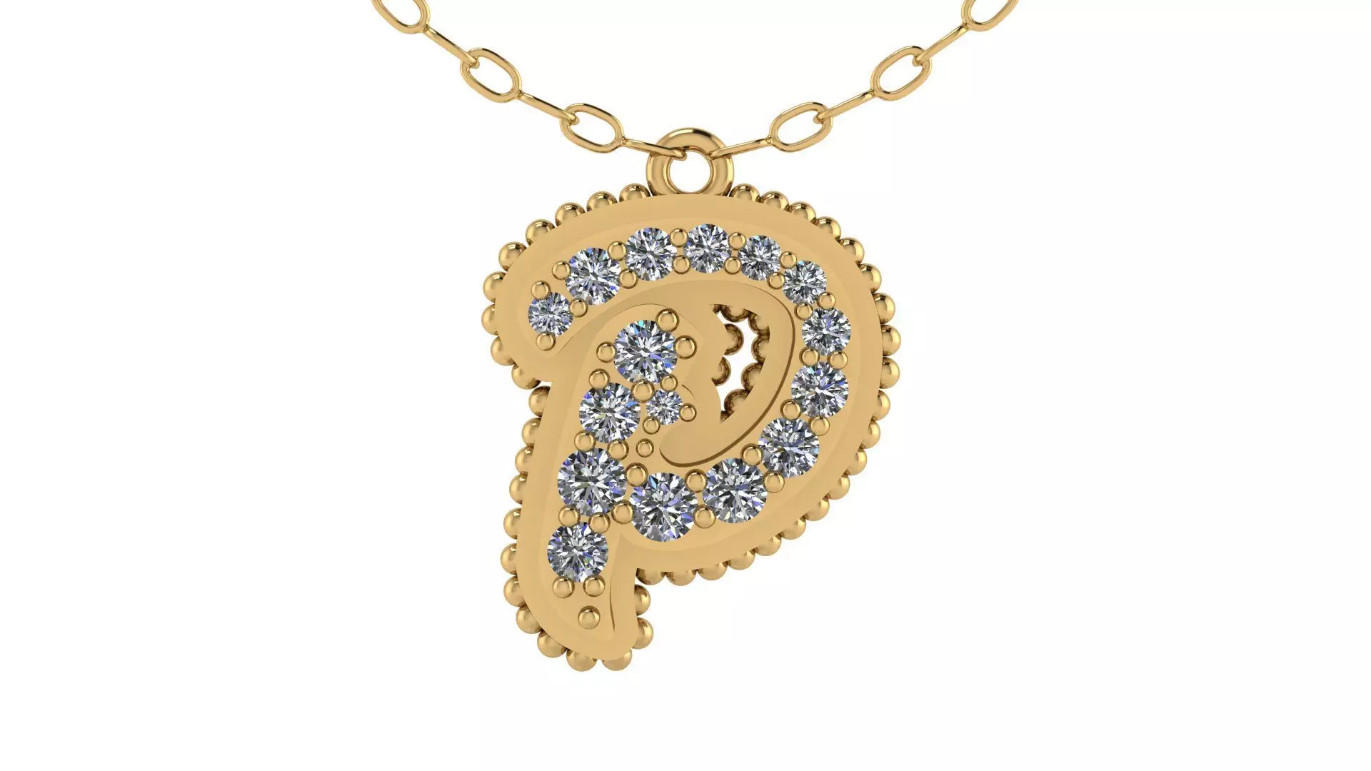 Alphabet Andala Beads Diamond Letter Pendant P 3D print model