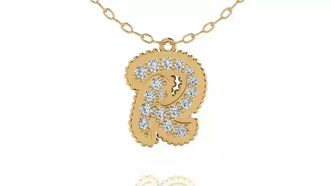 Alphabet Andala Beads Diamond Letter Pendant R
