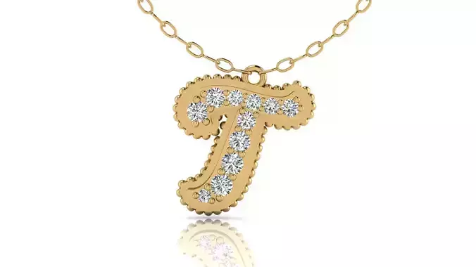 Alphabet Andala Beads Diamond Letter Pendant T
